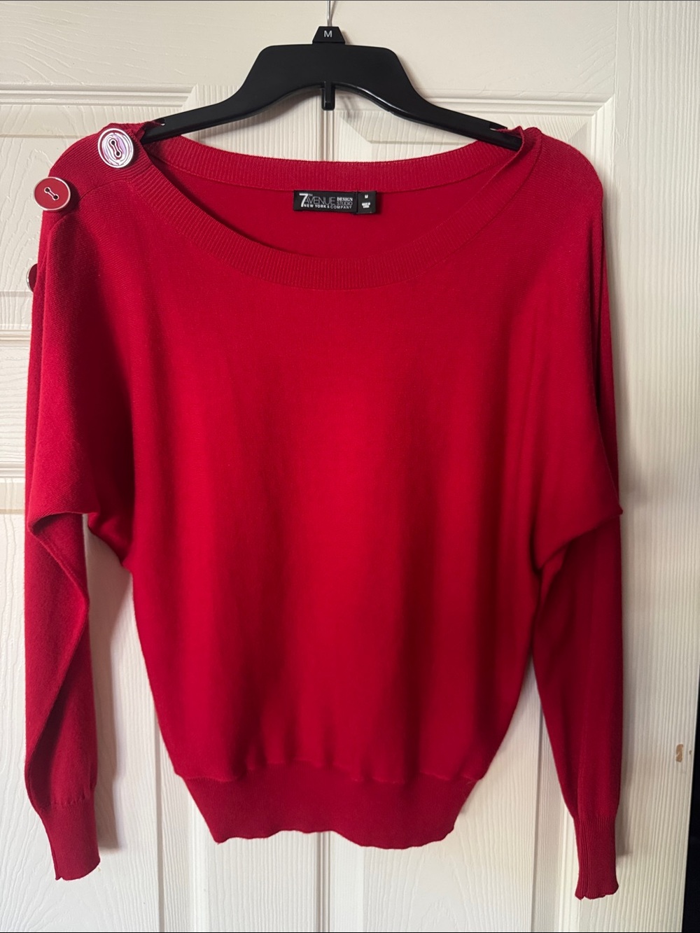 7th Avenue NY&C Bright Red Women's Scoop Neck Sweater